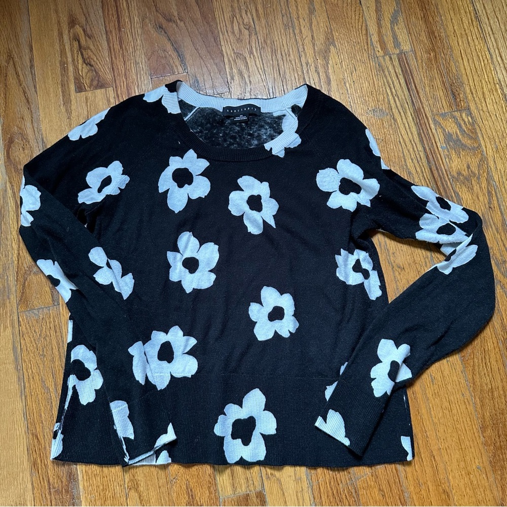 Sanctuary Black and White Blouse with Floral Design